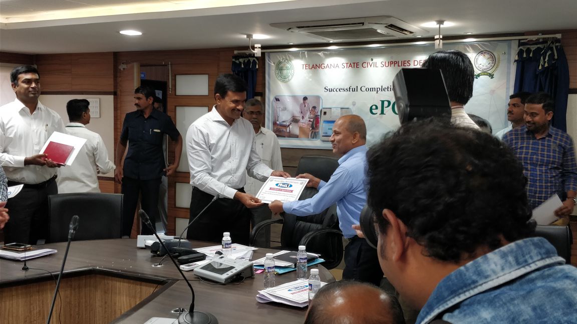 cgg_hyd's tweet photo. A special press meet was held on February 22, 2018, at O/o Civil Supplies Bhavan, Hyderabad by the Commissioner, Department of Consumer Affairs, Food and Civil Supplies, GoTS, on Successful Completion of ePoS Project. #CGGHYD #eGovernance #AePoS #award #appreciation (1/4) https://t.co/zD6ResdotX