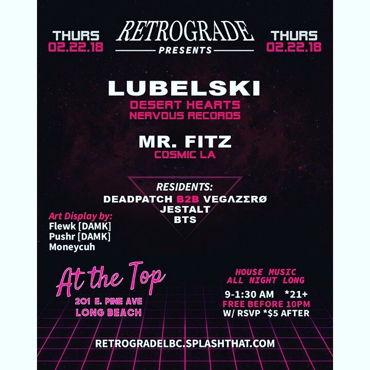 RoomTempRecs's tweet image. Long Beach squad! The boy @lubelskimusic is throwing down tonight for the homies at @retrograde_us! Don’t sleep. Come party with us at At The Top tonight to ensure you ruin your Friday morning! 🌡Keep it Room Temp 🌡

#roomtemprecs #roomtemp #techhouse #techno #tech