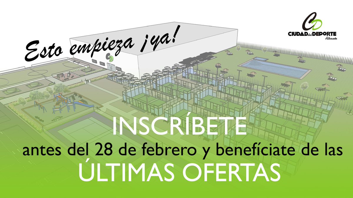 Ya no queda nada para iniciar las obras 🔜 🚧🚜
El 1 de marzo sube el precio y se eliminan todas las ofertas anteriores, ¡INSCRÍBETE YA!
Más información:
📍Calle Concepción 18, 4º piso
☎️ 634 451 080 
📨 info@ciudaddeldeporte.es
🖥 ciudaddeldeporte.es