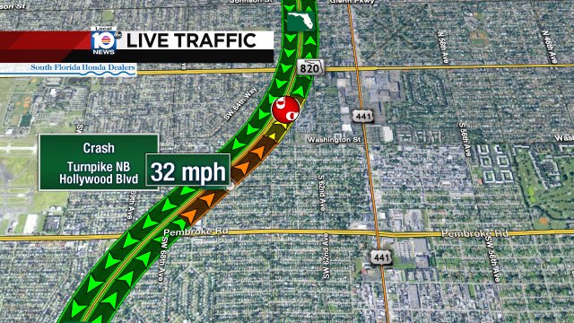 Crash on Turnpike NB at Hollywood Blvd #traffic https://t.co/MVsabbDwxP