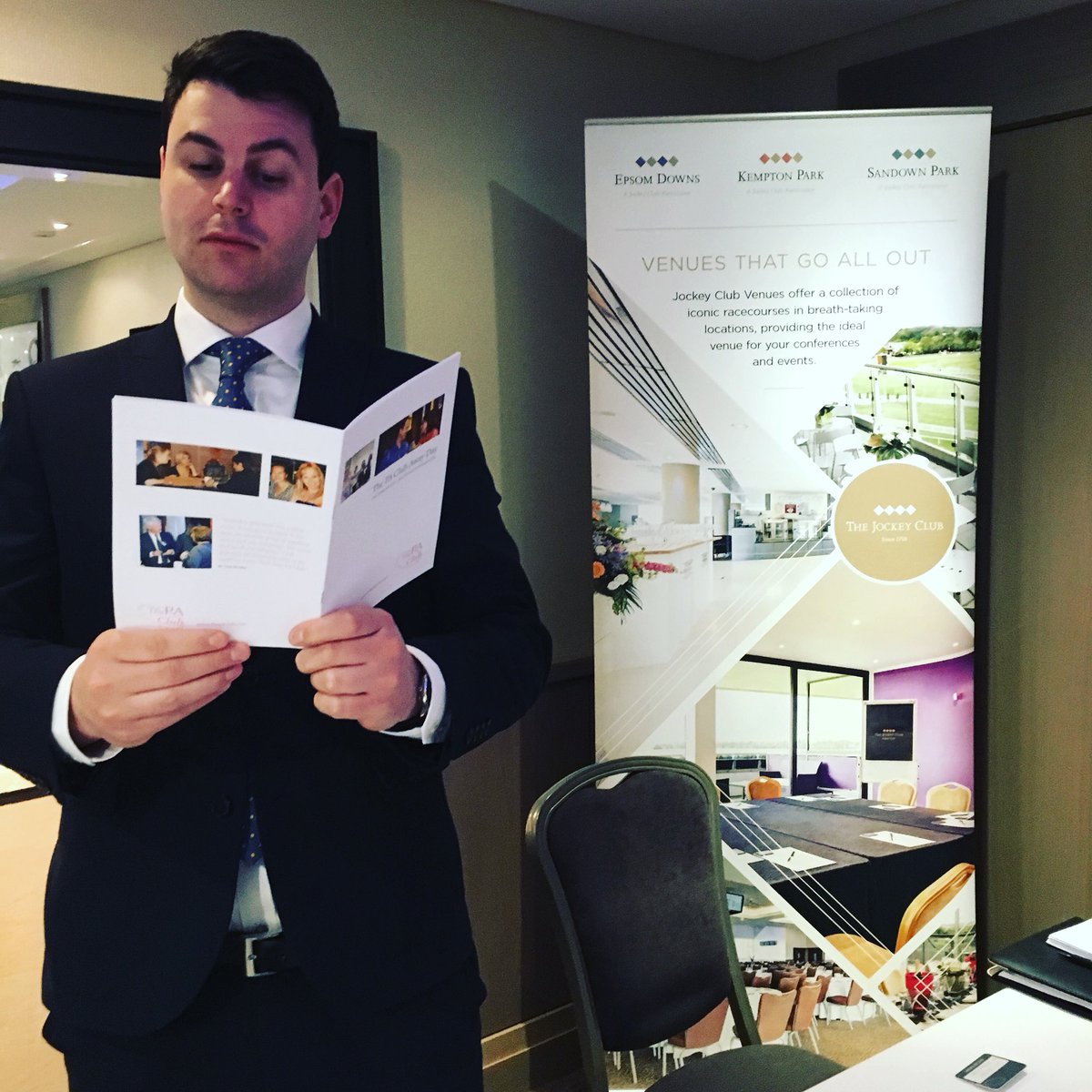 EpsomEvents's tweet image. Reading up on the days itinerary of the @ThePAClub away day for @JCvenues with #gorgeousgeorge #eventprofs