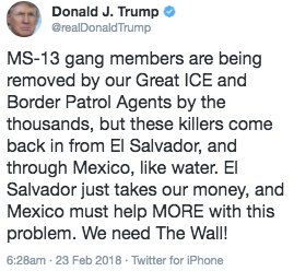 Risultati immagini per twitter trump el salvador