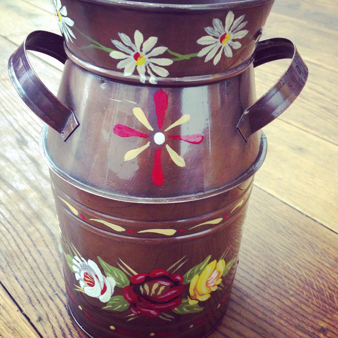 BingleyCraft's tweet photo. Wonderful hand painted canal barge style painted jugs, watering cans, churns and buckets now in stock @SaltaireCraft by talented local artist Pete Jones #saltaire #canal #bargeware #art #SummerIsComing https://t.co/imLAwyAIi4
