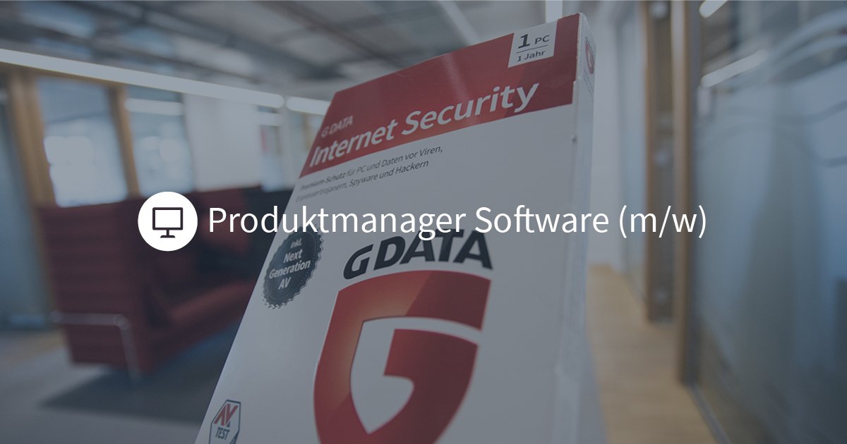 👉 Wanted 👈
Begleite die G DATA Sicherheitslösungen von der Idee bis zur Markteinführung mit dem Ziel der dort bestmöglichen Produktpositionierung als Produktmanager Software (m/w): gdata.de/ueber-g-data/k…