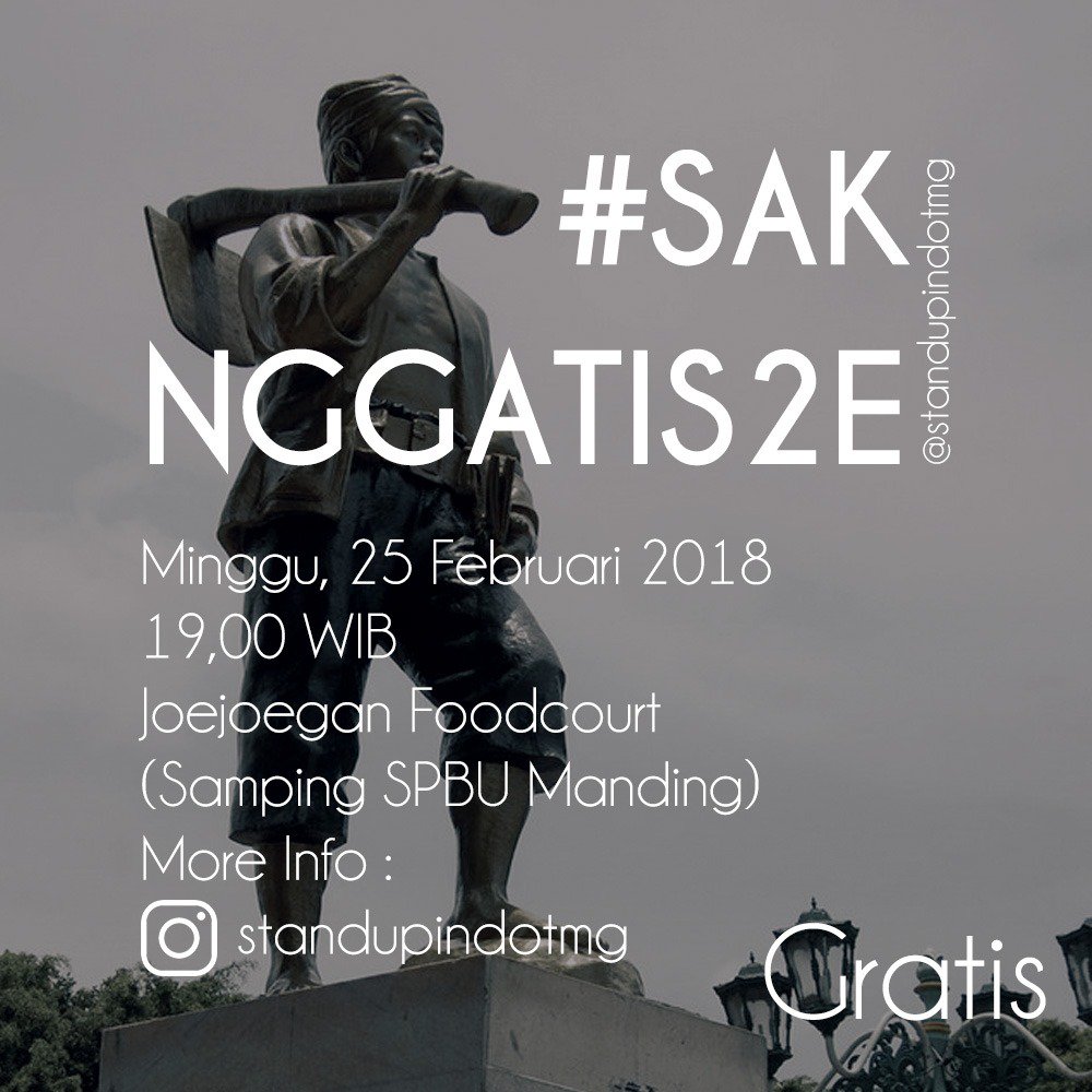Yaps jagan lupa besuk minggu ada #Saknggatis2e di Joejoegan Fooodcourt
Jam 7 malem!!
Gratisss!!!