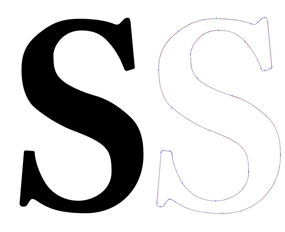 AvanType's tweet image. Looking into the Adobe Caslon Pro "S"...
Is it a matter of being faithful to old origins or a a matter of loosing smooth-curves by time !!?