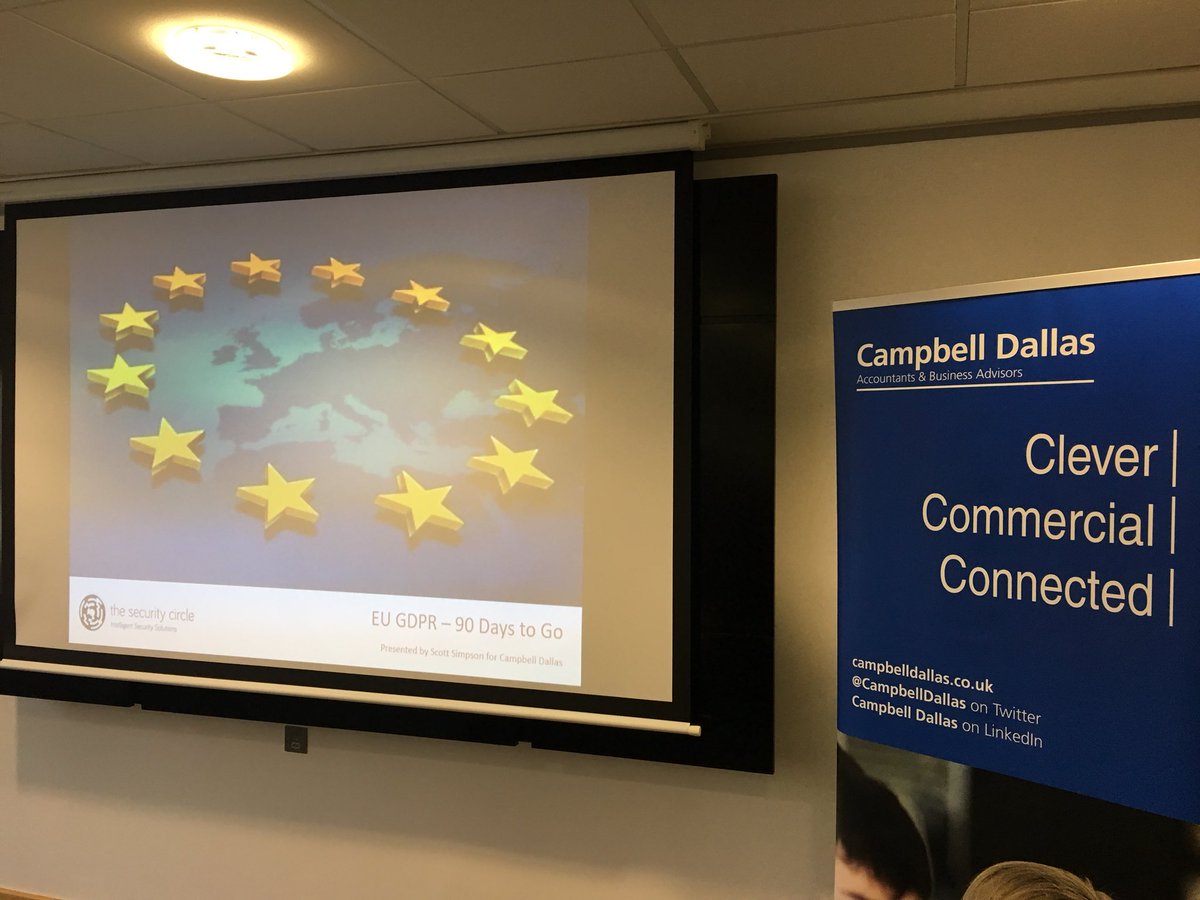 CampbellDallas's tweet image. 90 days to go before #GDPR is live &amp;amp; our second client event with experts from the @securitycircle1 is packed out. Is your company ready for GDPR ahead of 25 May?
