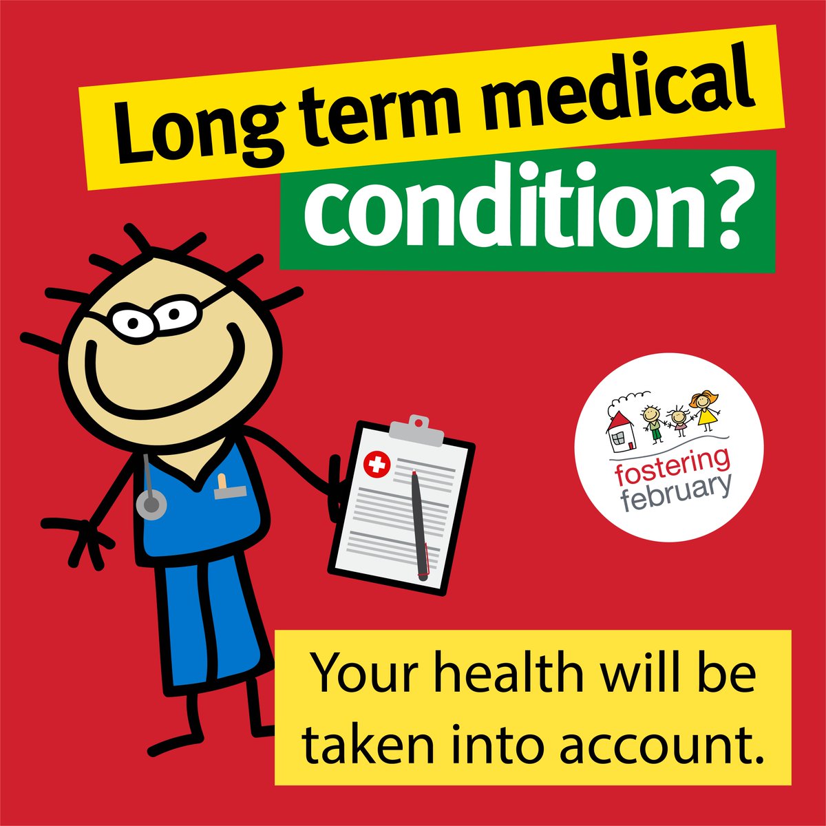 FosteringFeb's tweet photo. Provided you are physically and psychologically fit to cope with fostering, especially with younger children, there is no reason to believe that you cannot foster with a long-term medical condition and you will still be considered during the application process. https://t.co/vMYfWF3hsG