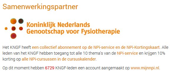 NPi (@paramedisch) on Twitter photo Inmiddels 6729 leden KNGF <a href="/KNGF_Fysio/">KNGF_Fysio</a> die via collectief KNGF-abonnement gebruik kunnen maken van de #NPiService en tevens 10% korting krijgen op de bijna 400 #NPi cursussen npi.nl/cursussen-en-o… Inmiddels 6729 leden KNGF <a href="/KNGF_Fysio/">KNGF_Fysio</a> die via collectief KNGF-abonnement gebruik kunnen maken van de #NPiService en tevens 10% korting krijgen op de bijna 400 #NPi cursussen npi.nl/cursussen-en-o…