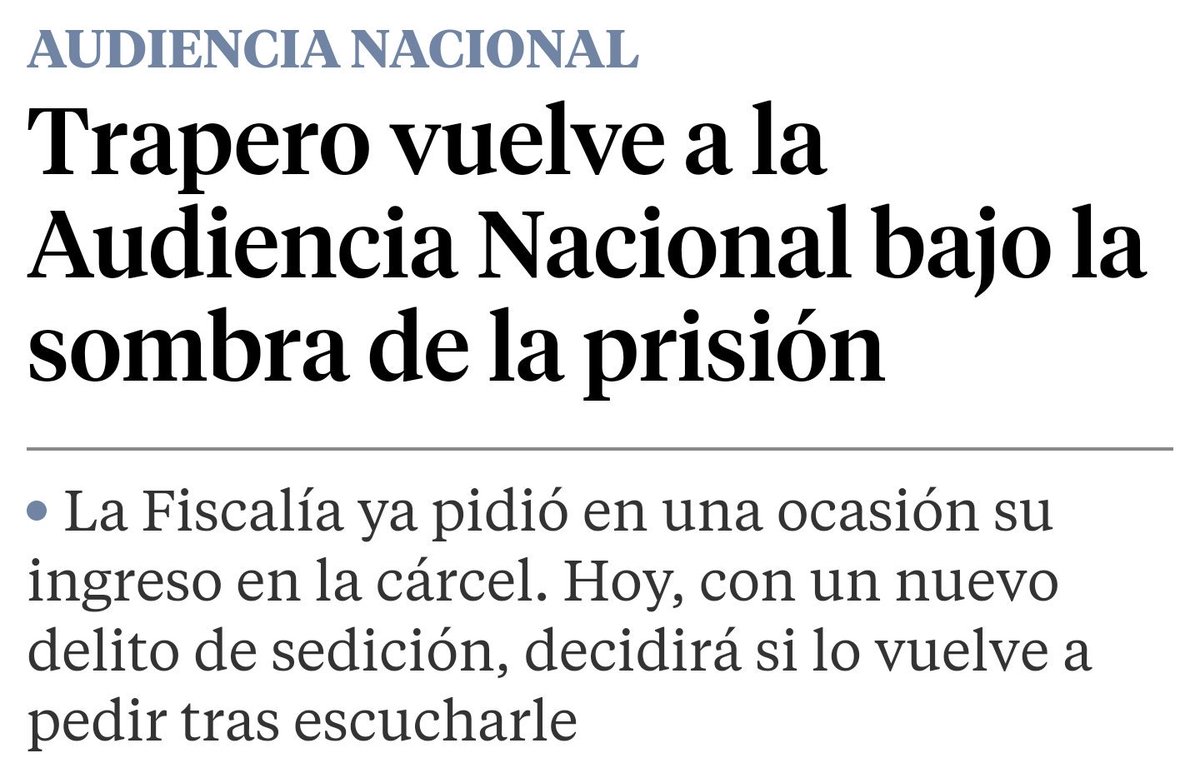 gerardotc's tweet photo. La Audiencia Nacional, el sitio pensado para juzgar a quienes habían asesinado con bombas, juzga hoy a un tío por NO ordenar apalear personas. Vaya cambio. Lo que no ha cambiado es la condena. Le piden cárcel como si hubiera atentado en Hipercor. https://t.co/pzAVe0CrNg