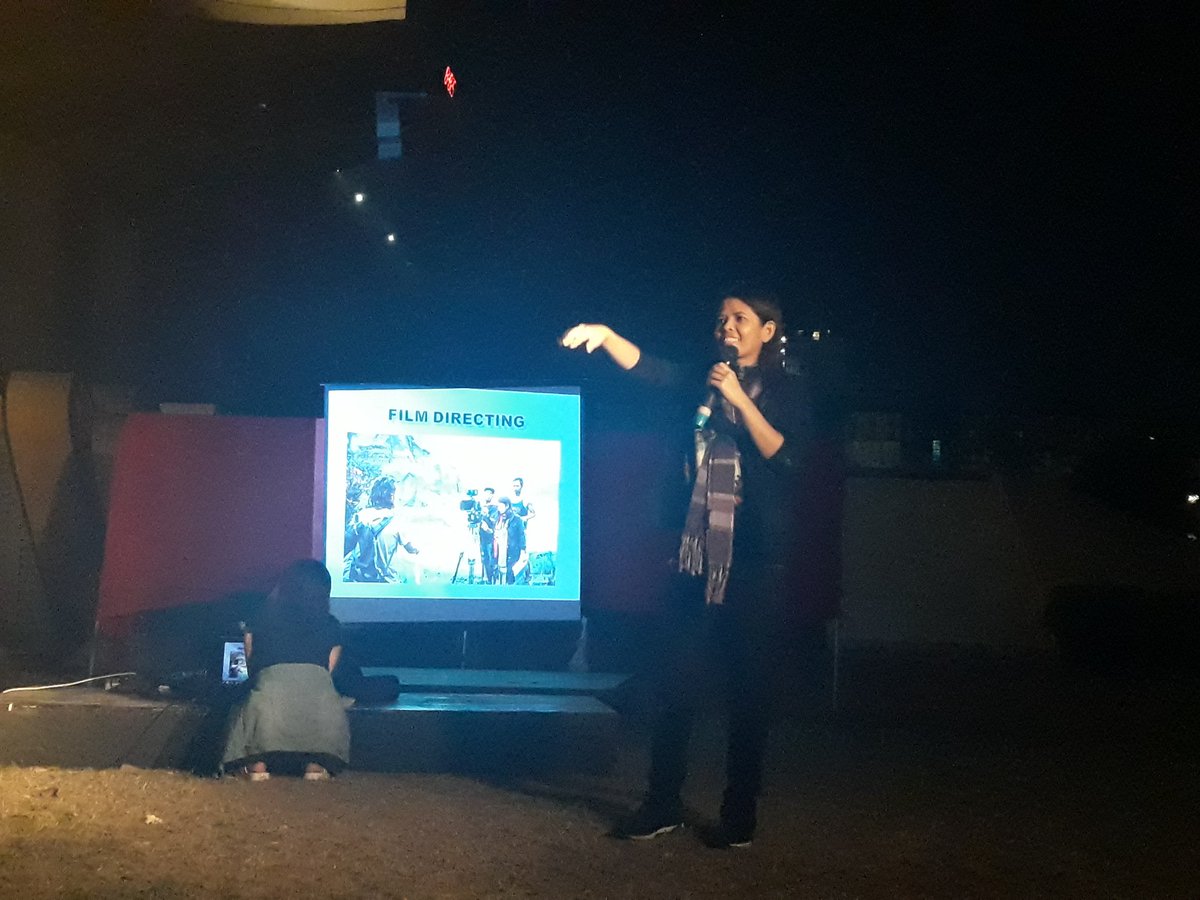 USTTFS's tweet photo. "You build from your own experiences." 

UST Alumna, Dir. Nerisa Picadizo is our first speaker for tonight's event. #TFSFilmFridays2018 🎬🎉 https://t.co/fxFnHELe2d
