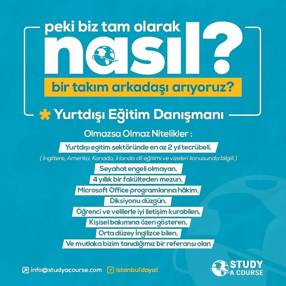 studyacourse's tweet photo. StudyACourse ailemize yeni takım arkadaşı arıyoruz.
#studyacourse #birtiklayurtdışıeğitim #dilokulu #iş #takımarkadaşıarıyoruz #istanbul #turkiye #ingilizce #seyehat #çalışma #yurtdışıeğitim #yurtdışıeğitimdanışmanı #yurtdışıeğitimdanışmanlığı https://t.co/6pHMa9Wq3I