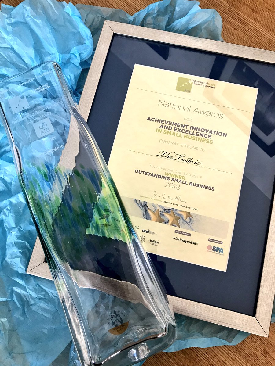 MrKeithMahon's tweet photo. Waking up to see we Won Outstanding Small Business in Ireland 2018 #sfaawards2018 - So proud of our Taste Family both in the office and our freelance writers. Winning an award like this is a real team effort 🏆 https://t.co/3aShfZuQQC