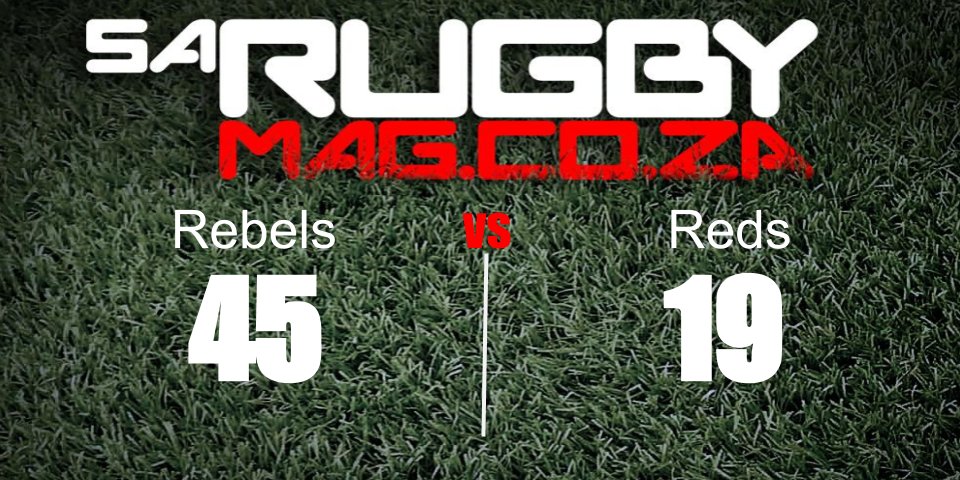SARugbymag's tweet photo. FULL-TIME: The @MelbourneRebels claim a 45-19 bonus-point victory over a 14-man @Reds_Rugby.
#REBvRED #SuperRugby https://t.co/YZDUZOJu0N