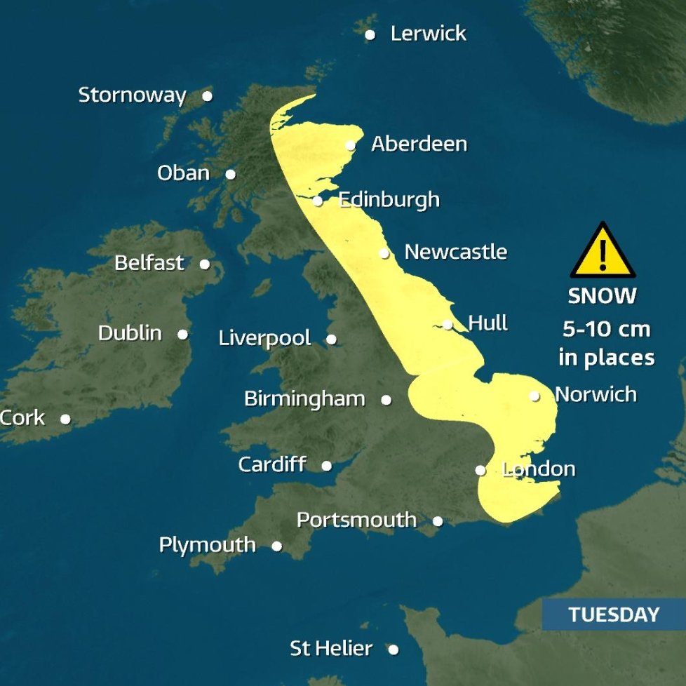 LATEST:

Hold on to your hats, scalfs and knickers folks.... here it fucking comes.
Level 3 cold warning issued by the Wet Office. Keep an eye on old Dorris next door and shit.
#BeastFromTheEast