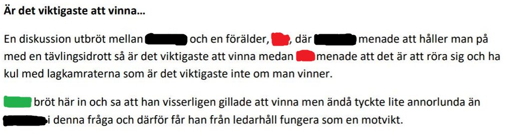 MattiasBejbom's tweet photo. Anteckningar från föräldramöte för lag med 10-åringar(!) i en stor svensk handbollsklubb. Man ska lära sig att nöta bänk och offra sig för laget för att vinna i god tid! https://t.co/ckPupQrq63