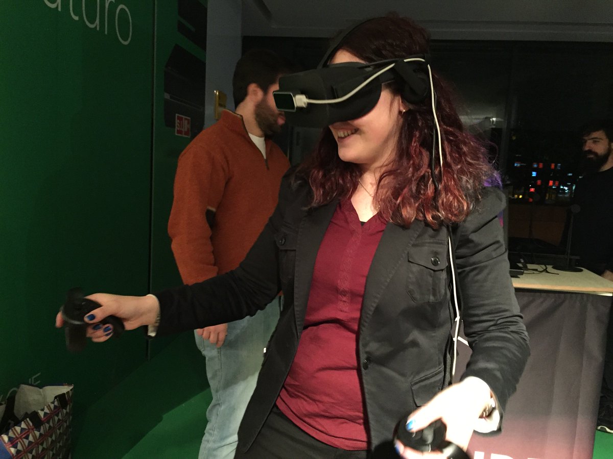 CollideRocks's tweet photo. Last night we were at the III @LisbonVrara meetup and Tiago got to show the audience how #ProjectChatrooms is slowly (but steadily) changing the world. At the same time, attendees also tried our #vr #multiplayer Club demo (and had a lot of fun while doing it). https://t.co/zkr2tKwjge