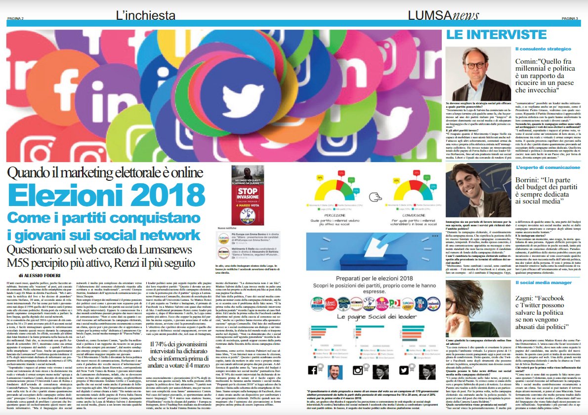 Sul magazine <a href="/LumsaNews/">Lumsanews</a> la mia inchiesta sul legame fra #marketing elettorale, i giovani e i #social