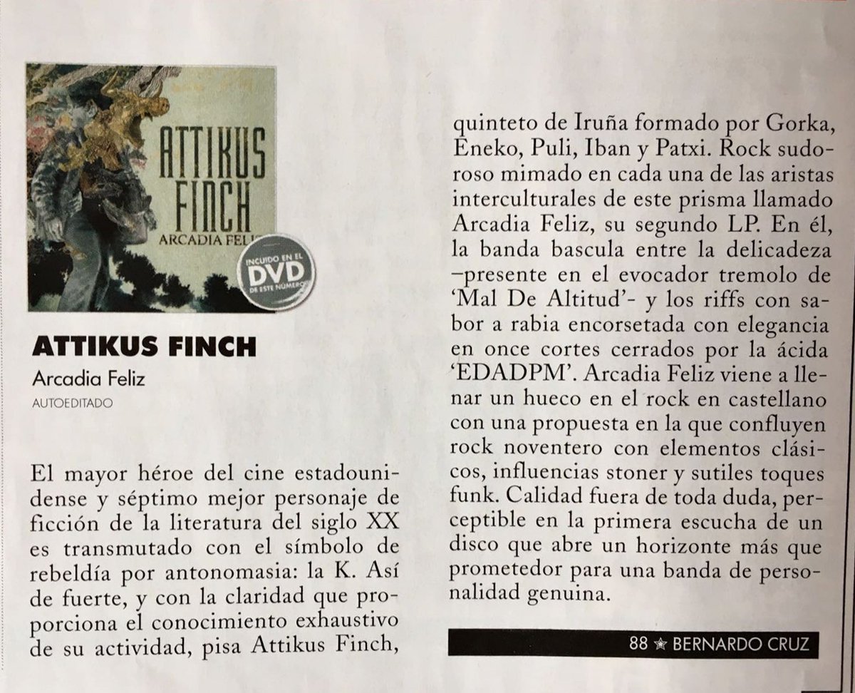 AttikusRock's tweet photo. ¡Salimos en @rockestatal , revista de referencia del rock patrio! Gran reseña del disco y varios temas nuestros incluidos en el DVD que acompaña el número de este mes. https://t.co/IULICMWoxT