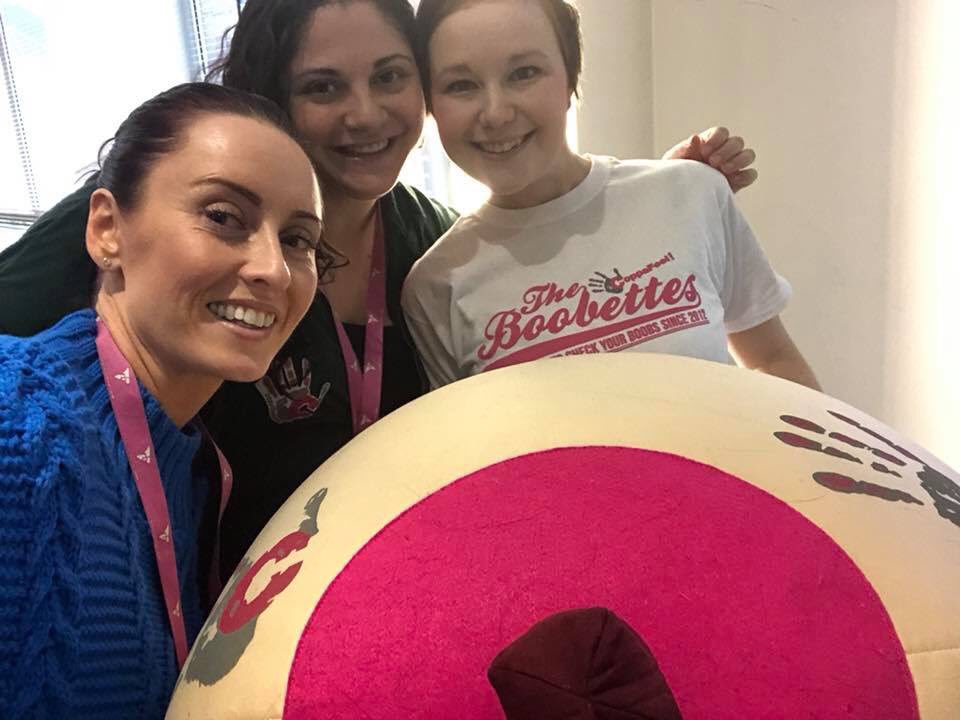 talentrb's tweet image. We loved having @TheBoobettes Helen from @CoppaFeelPeople today! How well do you know your breasts? Text 70300 for a monthly reminder to give them a check.  #breastcancerawareness #coppafeel