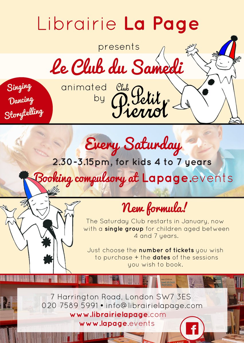 LIBRAIRIE LA PAGE (@librairielapage) on Twitter photo LE CLUB DU SAMEDI 🇨🇵🎶
avec le Club Petit Pierrot 
Inscrivez vos enfants pour découvrir, imaginer et parler en français ! 
lapage.events…/…/le-club-du-samedi-3-1-1-1.html LE CLUB DU SAMEDI 🇨🇵🎶
avec le Club Petit Pierrot 
Inscrivez vos enfants pour découvrir, imaginer et parler en français ! 
lapage.events…/…/le-club-du-samedi-3-1-1-1.html