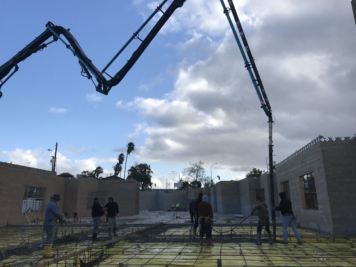 Under the rainbow in Linda Vista, you can find us pouring concrete today. #discovercharterschools  #newbuilding #GrowingTogether