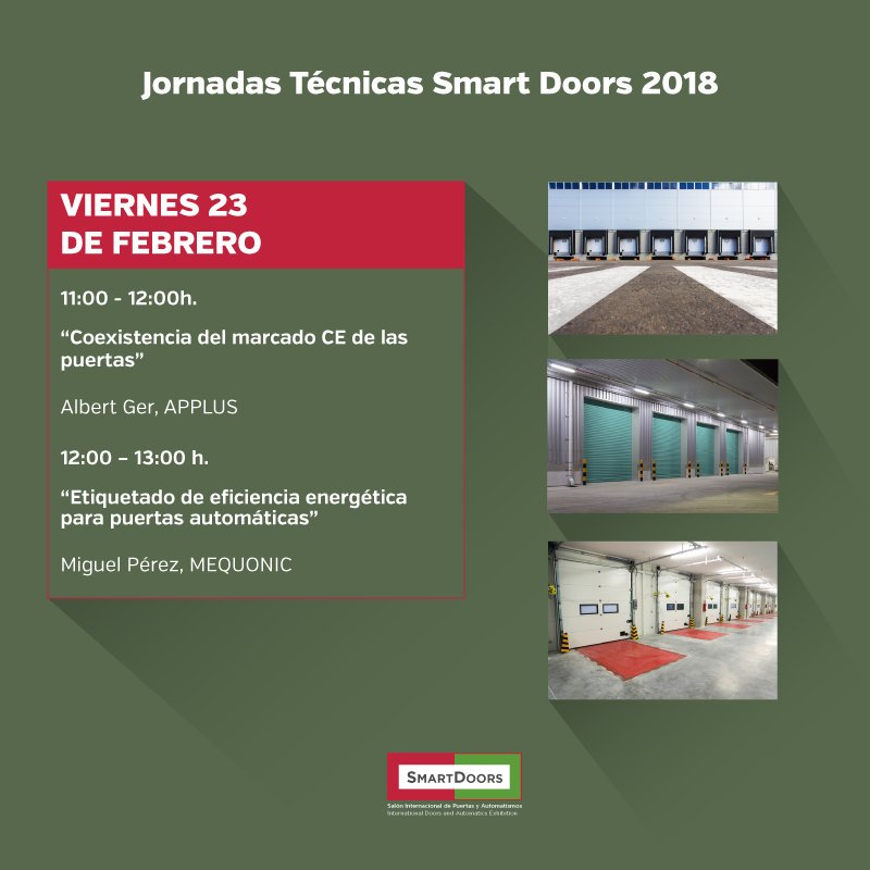 kaviflex's tweet photo. No os perdáis las Jornadas Técnicas para hoy en #SmartDoors2018 @SmartDoors_ en @feriademadrid https://t.co/Rao2TucCjr