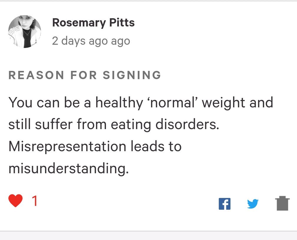 Seeing all your beautiful messages about why you signed this petition  is incredible. It's amazing to see so many people care about eating disorders being #morethananimag3 #EDAW2018