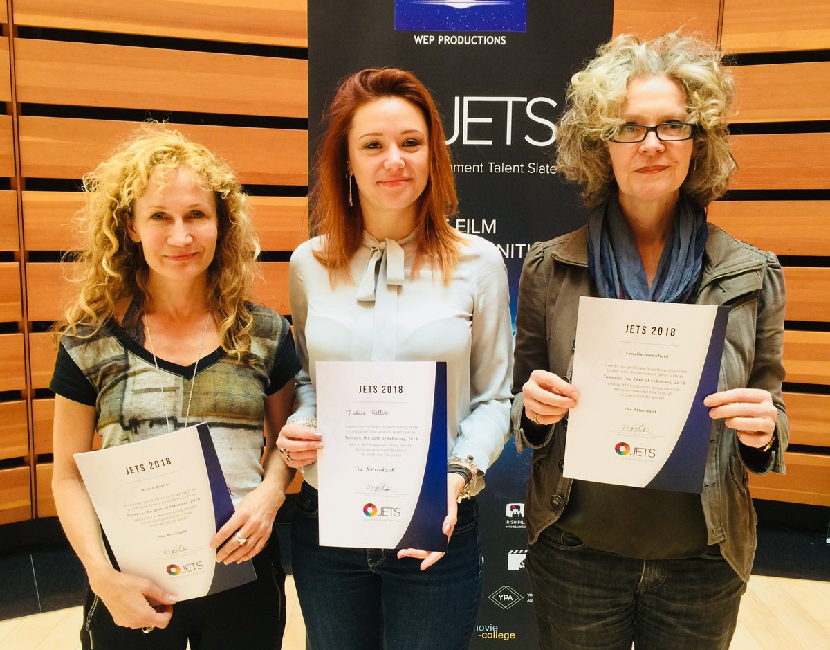 Euroscript's tweet image. Congratulations to Euroscript board members @fenella007 and Nicola Quilter @Rocket_Room for their JETS win at WEP BERLIN with their feature THE ATTENDANT
