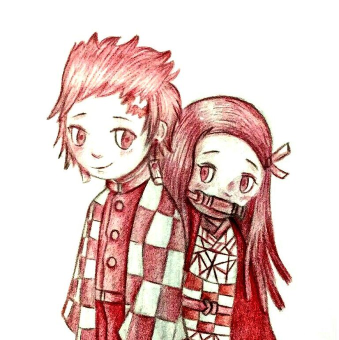 にしあみれおさんがTwitterに投稿した竈門禰豆子(鬼滅の刃)のイラスト。