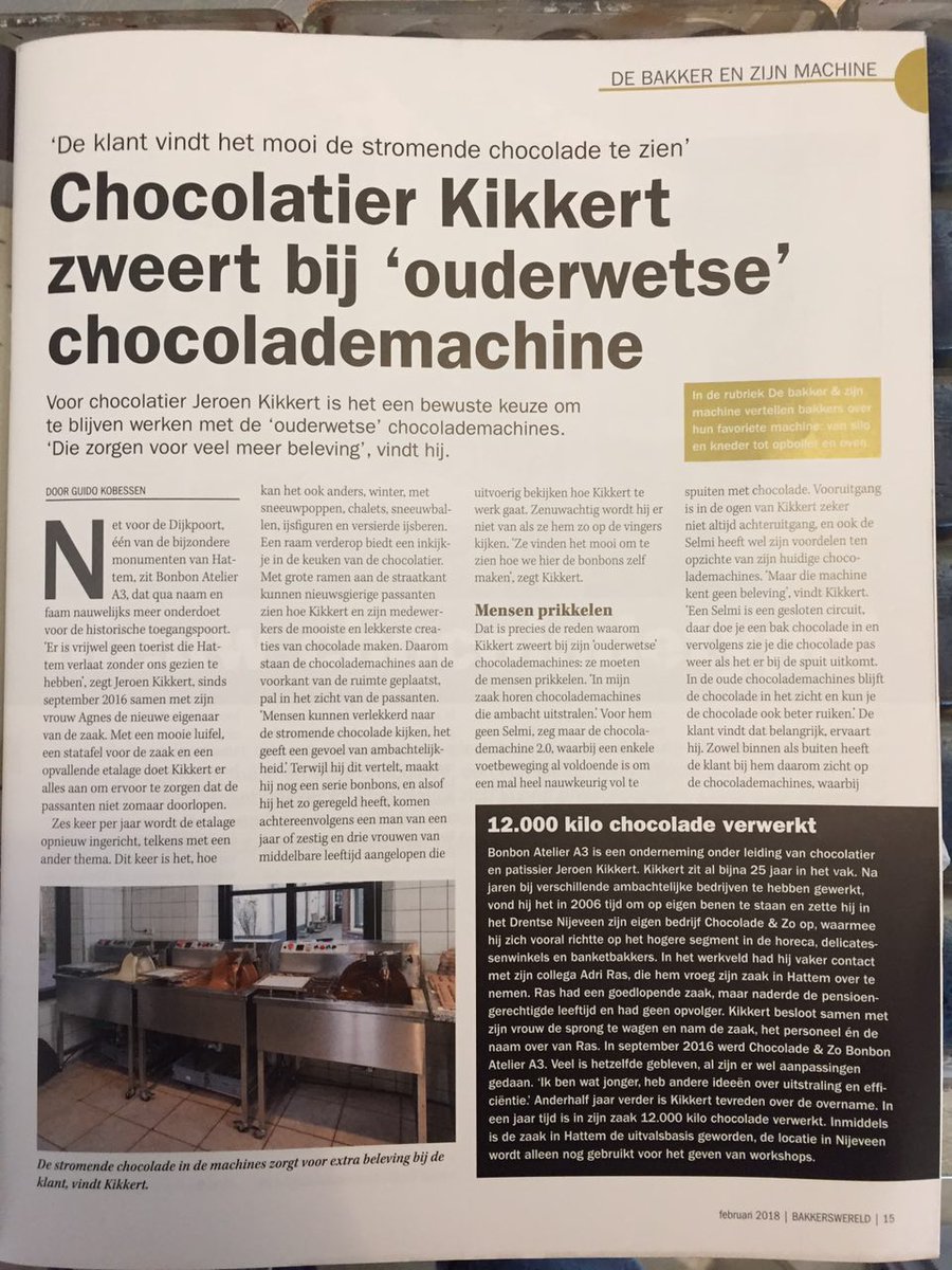 BonbonAtelierA3's tweet photo. Super mooi artikel over ons bedrijf.
Passie voor #chocolade !!
@bakkerswereldnl #vakblad https://t.co/eCxmwkYLhq
