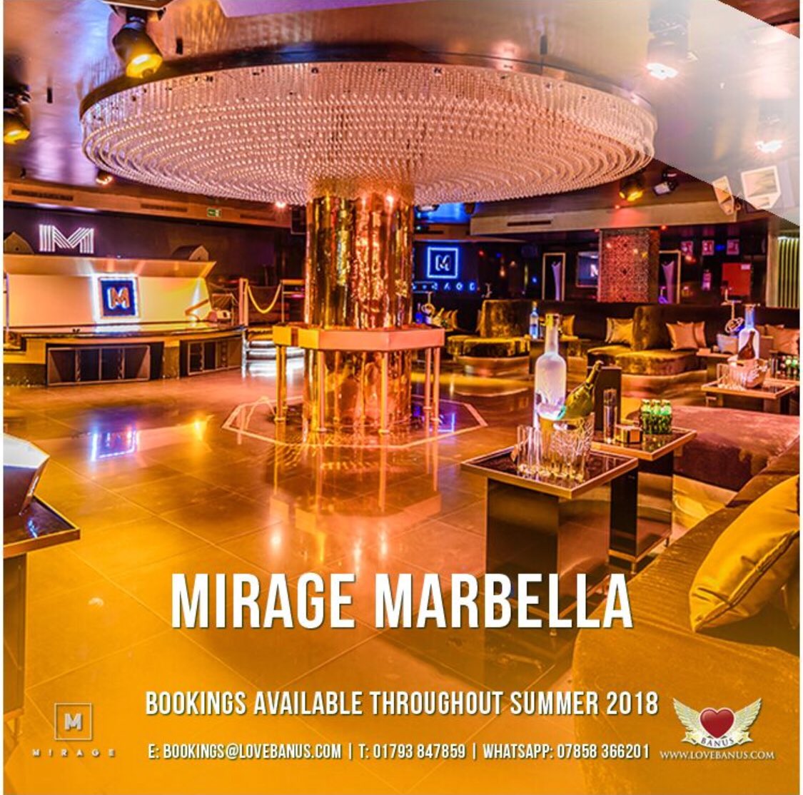 Now taking bookings for the amazing <a href="/miragemarbella_/">MIRAGE MARBELLA</a> this summer😍

Weekly and Monthly events including Colin Francis, Aces &amp; Kinky Malinki🕺

Please contact us for more info &amp; reservations👇

📧bookings@lovebanus.com

📱07858366201 (what’s app) 

#marbella #marbs #lovebanus