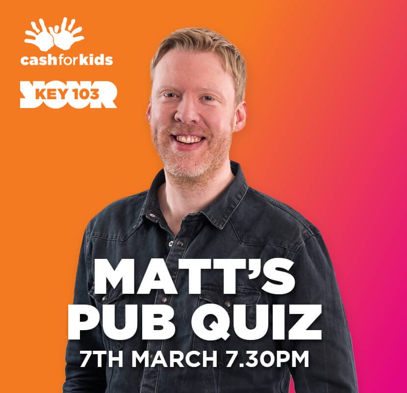 cashforkidsMCR's tweet photo. Yay! @KEY103 breakfast show’s Matt has signed up as a Face for #Key1000Faces and is hosting a pub quiz at The Halfway House in Royton on 7th March at 7:30pm🍺📝 Come and join us 🤩 head to https://t.co/gArMAyd0VB to enter your team now 🙌🏼 #quiztinaaguilera #quizzyrascal https://t.co/YTp422hpaO