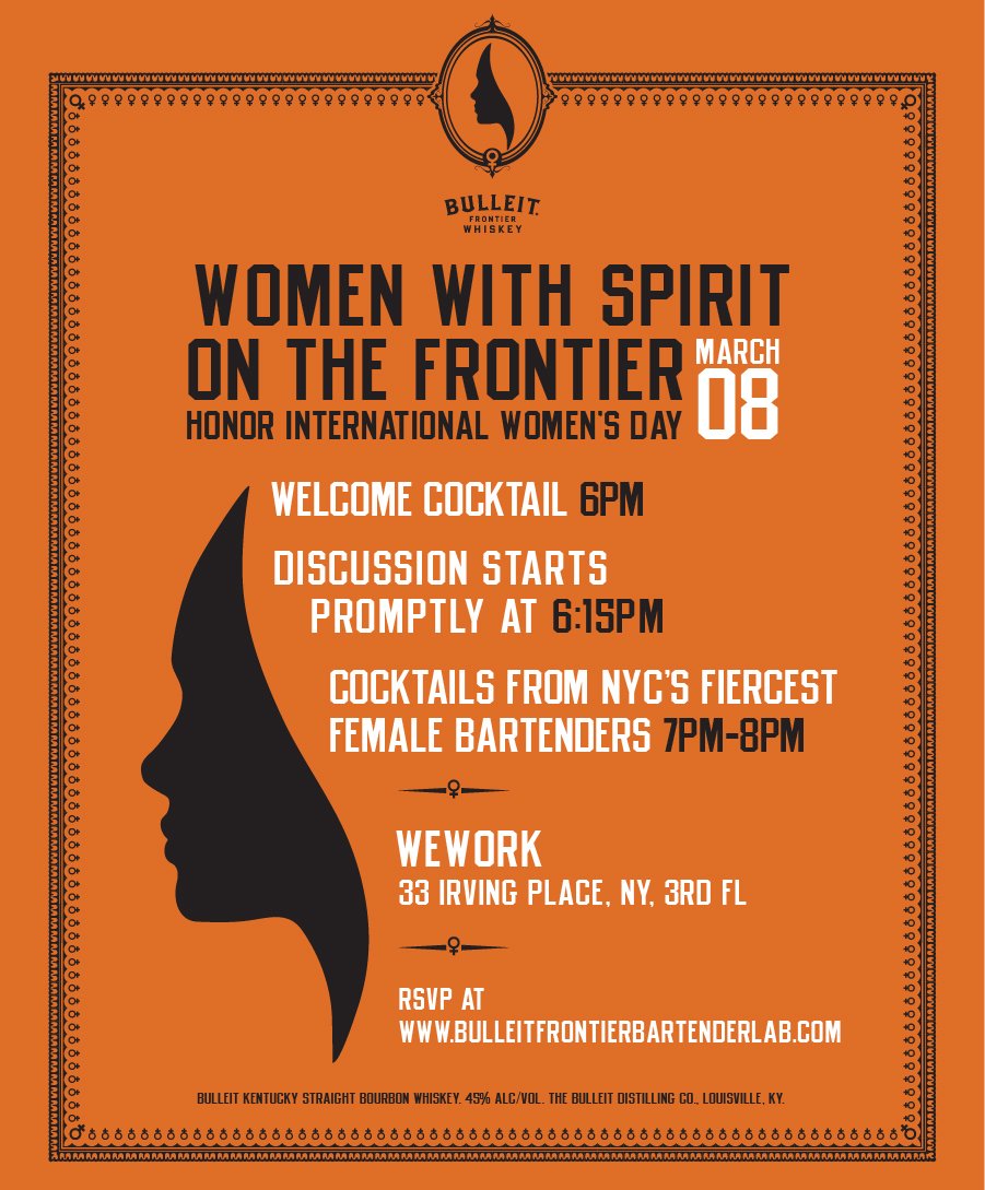 WorldClassUS's tweet image. Celebrate International Women's Day on March 8th at the Bulleit WeWork Irving Place in NYC. Sip and learn with a panel of World Class Spirited Women. Space is limited, RSVP for this and all Frontier Bar Lab events is required. Cheers!