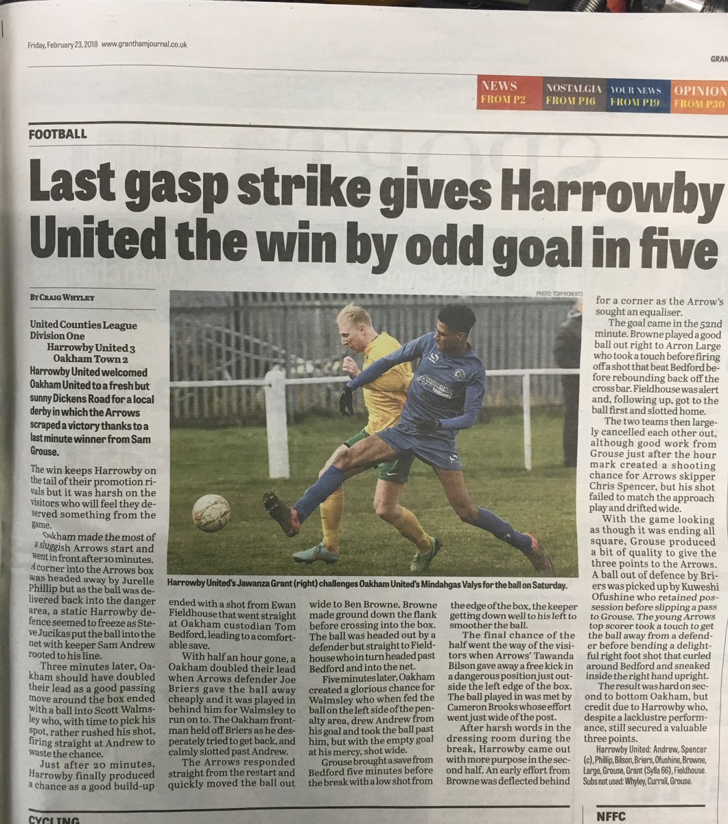 Today’s coverage in our local paper the Grantham Journal.
<a href="/OakhamUnited/">Oakham United FC</a>