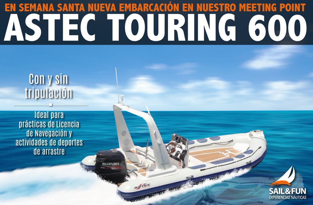 Sail_and_Fun's tweet photo. La Touring 600 de #AstecBoats llegará en #SemanaSanta a nuestro #MeetingPoint. Embarcación ideal para #LicenciaDeNavegación y #DeportesAcuáticos como #Wakeboard. Ven y pregunta por ella #Náutica #Navegar #Barcos #Ilustraciones #Málaga #CostaDelSol #Andalucía #GenteSail https://t.co/m8MUsSe8fn