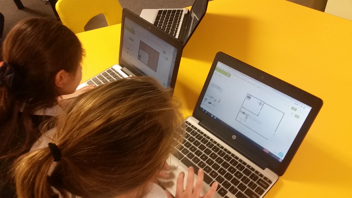STEM students (3rd and 4th grade) working on floorplanner.com
Math, Engineering, Technology are all part of this exercise. Students
are mini-architects creating homes of their own.