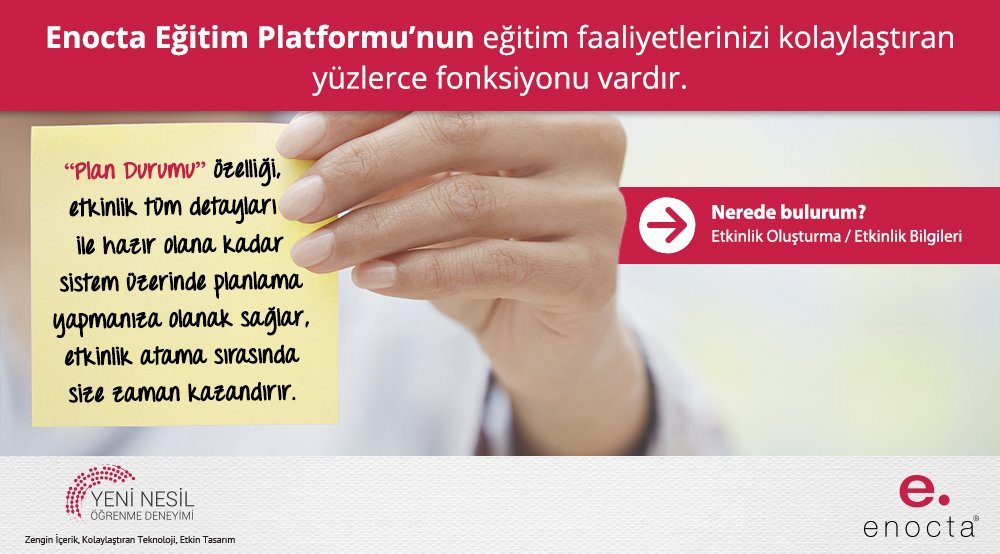 Biliyor musunuz? Enocta Eğitim Platformu’nun eğitim faaliyetlerinizi kolaylaştıran yüzlerce fonksiyonu vardır.
#enocta #YeniNesilÖğrenmeDeneyimi #eÖğrenme #eğitimyönetimsistemi #lms #kurumsalöğrenme