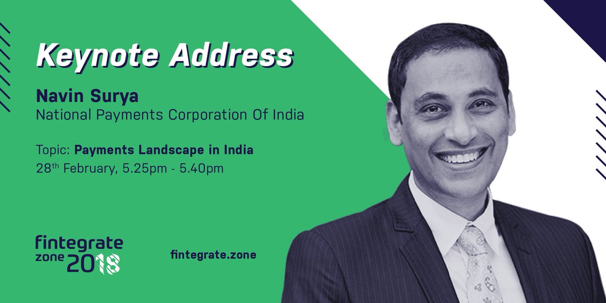 FintegrateZone's tweet photo. We got a big one for all you #fintech followers. A keynote session at #FZ18 on the #Payments landscape by @SuryaNavin - Chairman, Payments Council of India(@PCIUpdates). Recently he also made one of the bigger exits in #India's payments ecosystem from ItzCash. #CountdownToFZ18 https://t.co/YKrYP22Dbq