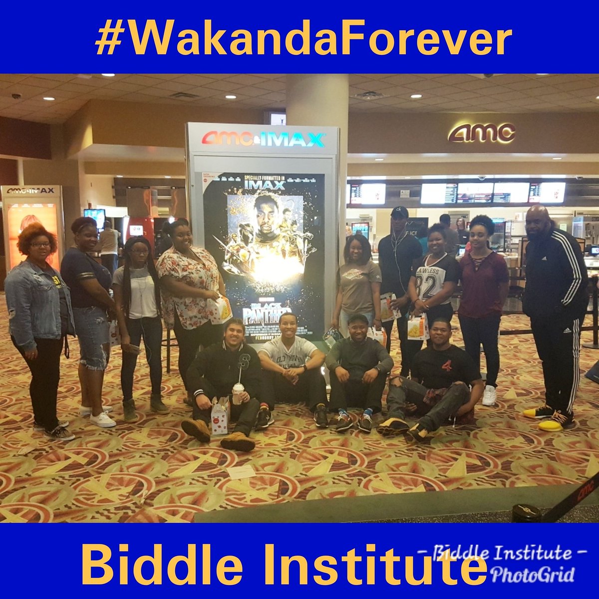 JCSUBiddle's tweet photo. We had a great time at the movies! Black Panther was an awesome film whose characters exemplified the leadership, motivation, and commitment (non-cognitive skills) that all our Biddle Institute students possess. #biddleinstitute #JCSU21 #SitLux #blackpanther #wakandaforever https://t.co/AK5XUZcDcJ