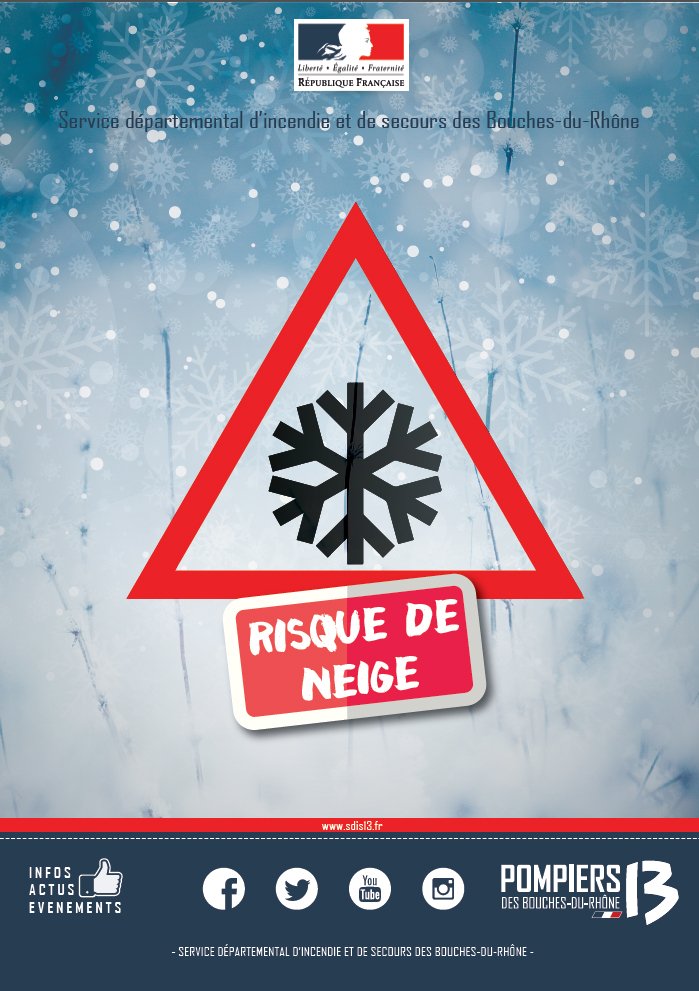 Pompiers_13's tweet photo. Un épisode neigeux et de grand froid (-2 à -6 °C) est attendu à partir de dimanche soir 25 février jusqu'à vendredi 2 mars. La partie EST du département sera particulièrement impactée jusqu'à Marseille. Les #Pompiers13 vous invitent à la prudence. ❄️🌨️☃️ https://t.co/Ex5ViAlLD2