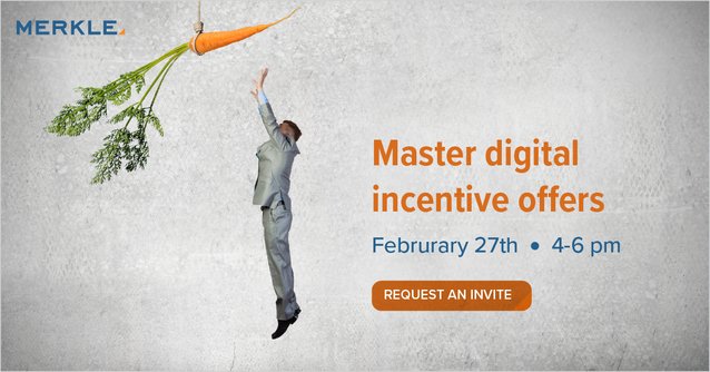 AdamR08's tweet photo. Join @Merkle for a drinks, networking, learning and Q&amp;A on 2/27 in #NYC. Our #analytics experts will present the digital study, "Challenges and Solutions for Delivering Incented Offers". Request an invite: https://t.co/Fd4PTHAn6Z https://t.co/9AiGhhBAFx