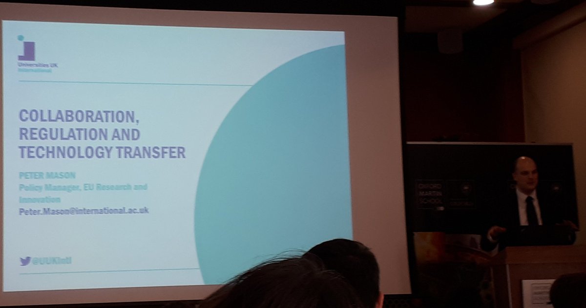 ResStaffOxford's tweet photo. We now have Peter Mason, Universities-UK to talk on how brexit will effect Collaboration, regulation, and technology transfer with our European neighbours and partners. Added to the questions over the movement of people and controlled aspects of research #BrexitResearch https://t.co/i3E6XWdE0Y