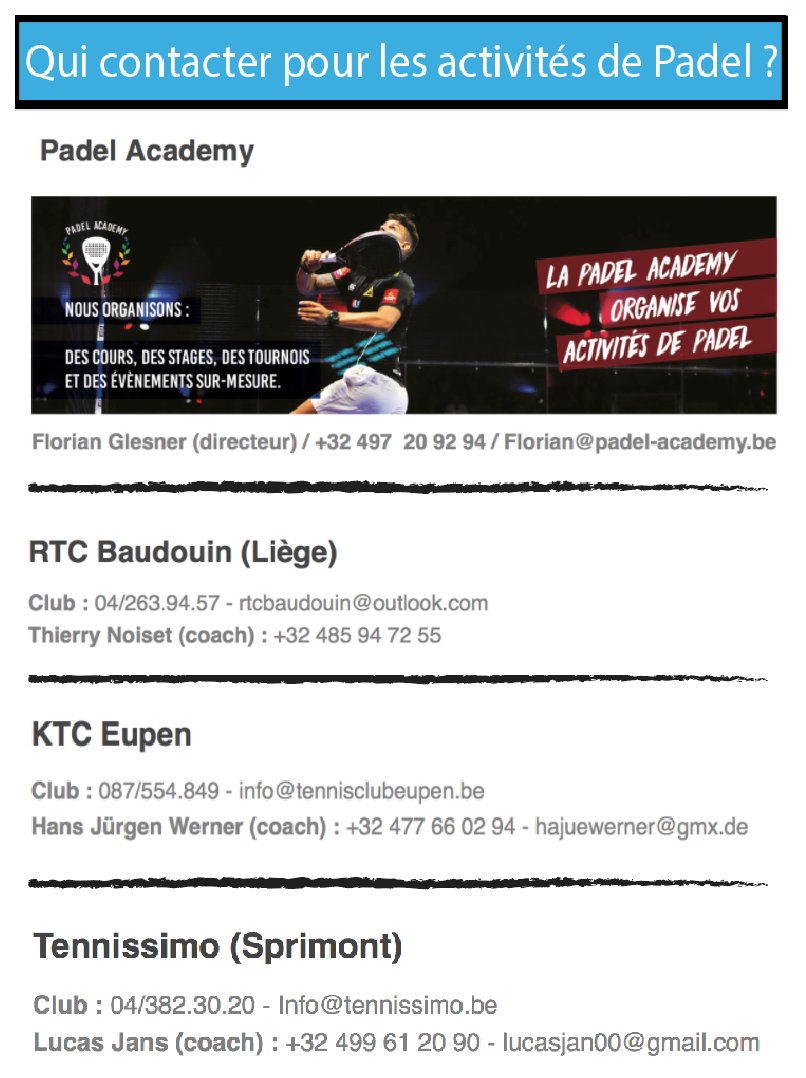 Go4Padel's tweet image. Et ne vous inquiétez pas pour les cours, stages et autres activités de Padel !

Dès à présent, c'est notre partenaire la Padel Academy qui s'occupe de toutes les activités de Padel.

Vous pouvez également contacter votre club respectif ! Tennissimo, RTC Baudouin ou le KTC Eupen.