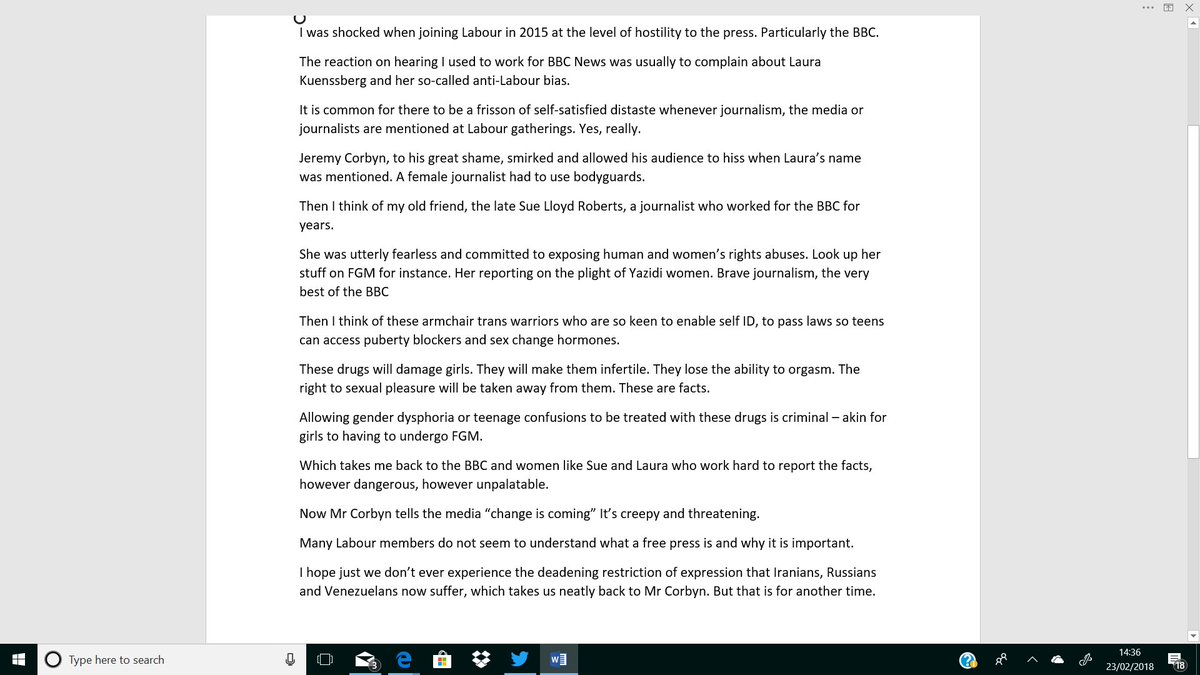 And another thing. Some thoughts here cobbled together on Labour, the media and the trans issue. Hope they make sense.