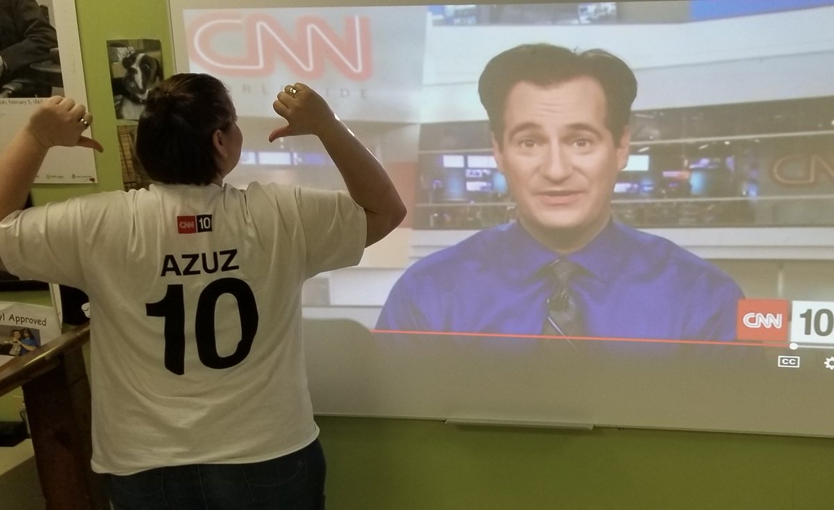 Who makes Fridays awesome by wearing her <a href="/CarlAzuzCNN/">soham</a> shirt while watching CNN10?? This girl!!