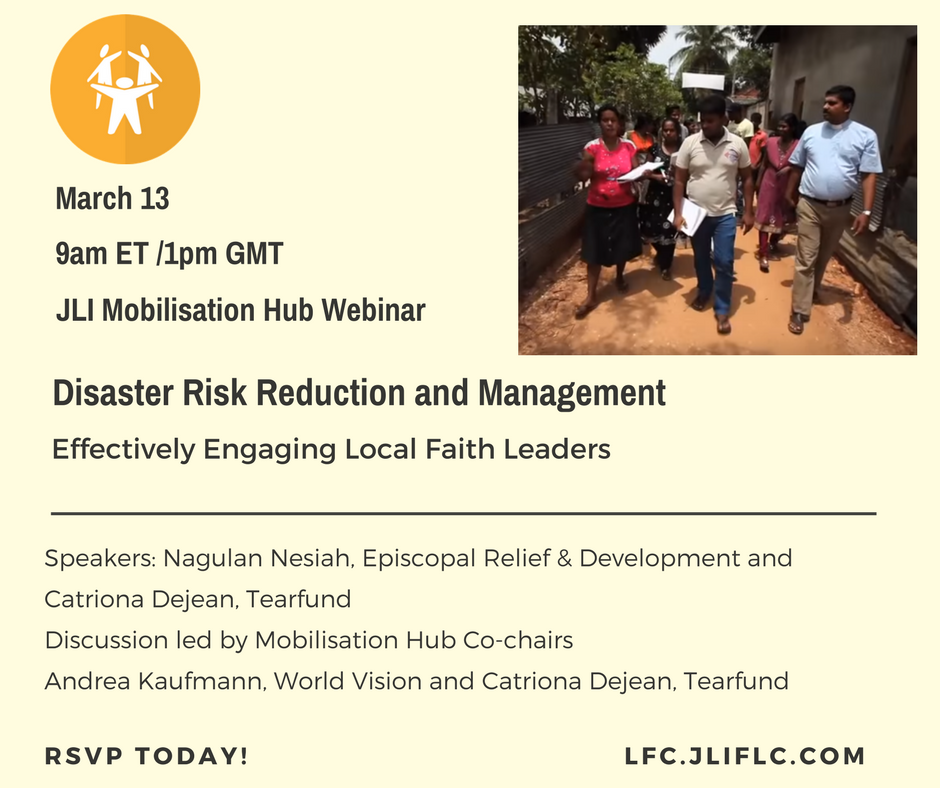 JLIFLC's tweet photo. Interested in Disaster risk reduction and management: engaging faith leaders effectively? 
Guest speaker Nagulan Nesiah from @episcopalrelief
JLI Mobilisation Hub webinar on March 13 at 9am ET (1pm GMT) 
Register today! https://t.co/XZ4qTPItM0 #drr #localfaithaid #localisation https://t.co/ErHFOnmrTR