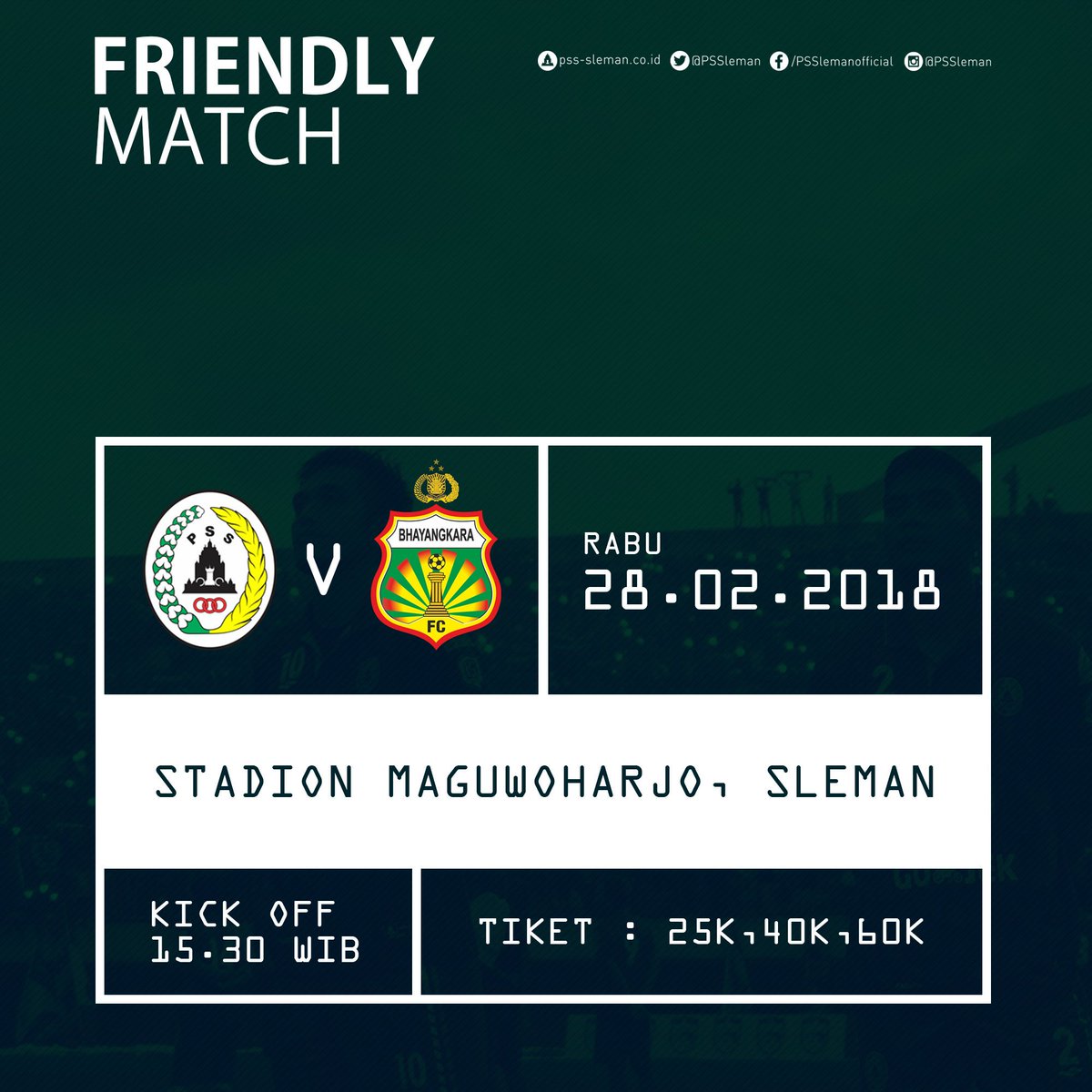 PSSleman's tweet photo. Ujicoba | PSS vs Bhayangkara FC | Rabu, 28/02/2018  #PSSleman #COSE https://t.co/sBwgwQLA7m