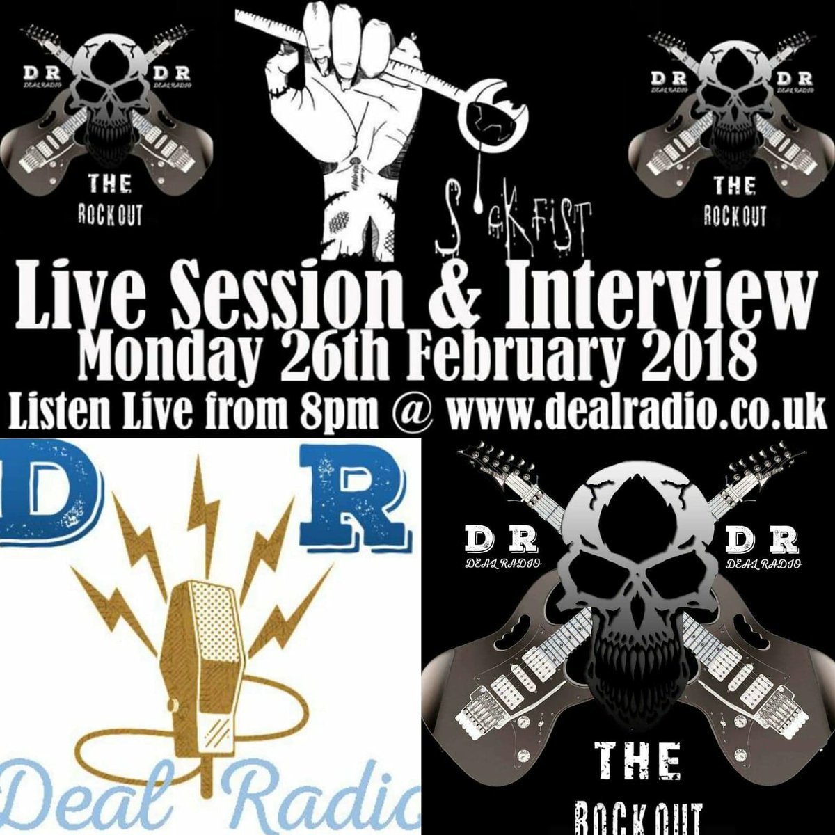 Next Monday, 26th February, we will be joined by #Essex #StonerRock / #Doom band <a href="/Sickfist1/">Sickfist</a> for a #LiveSession &amp; #Interview in the <a href="/DealRadio/">Deal Radio</a> #LiveRoom to perform Live On Air!

Listen Live Worldwide from 8pm(GMT) @ dealradio.co.uk or use the <a href="/tunein/">TuneIn</a> app