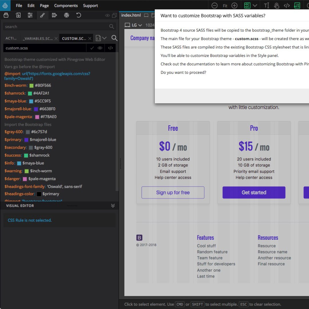 Pinegrow Web Editor Do You Want To Customize Bootstrap 4 With Sass Variables Stay Tuned It S Coming Very Soon In Pinegrow Teaser Pinegrow T Co V4kb0ys2qx T Co Uhvicd1gka